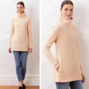 NEW Dudley Stephens Cobble Hill Turtleneck Fleece Blush Preppy Coastal Pullover